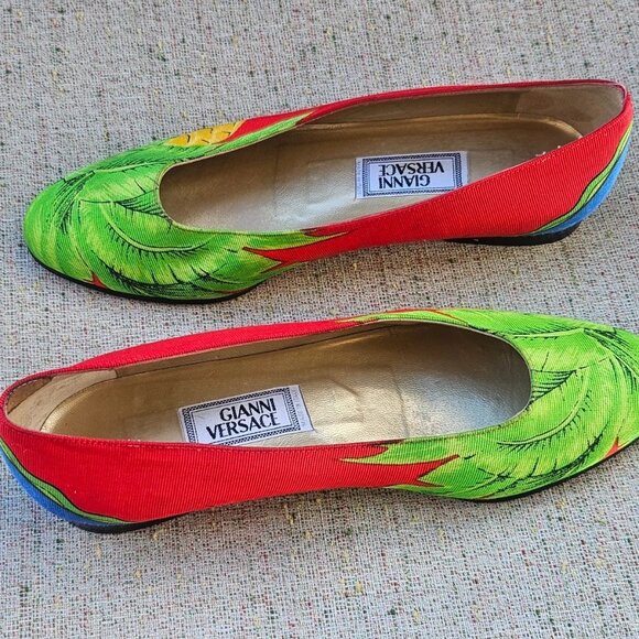 Gianni Versace Vintage Shoe Women Flat Multi Color Upper Made in Italy Size 35.5 - Picture 6 of 13